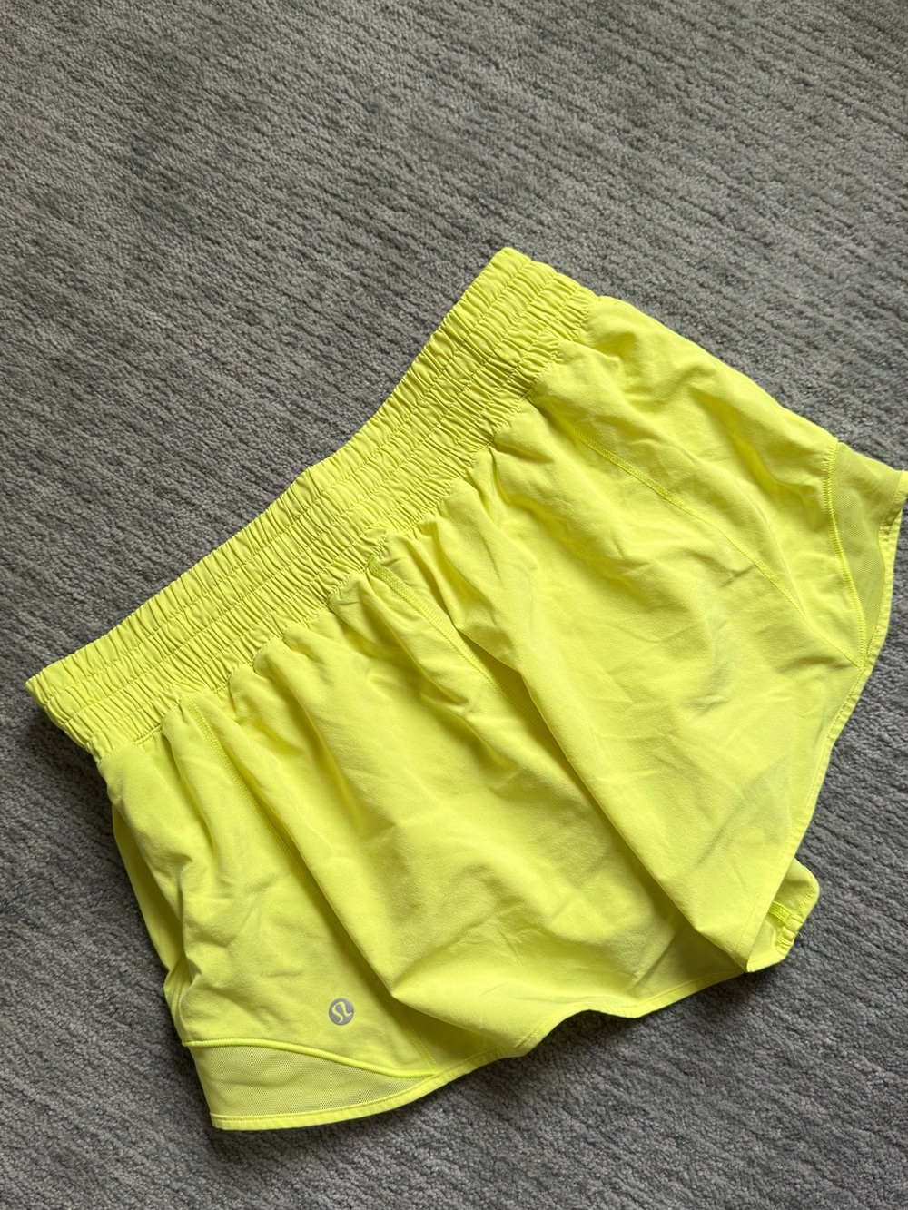 lululemon athletica Neon Yellow Athletic Shorts with Smocked Waistband